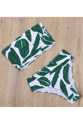 Women High Waist Lovely Leopard Pattern Off-Neck Two-Piece Summer Beach Swimwear