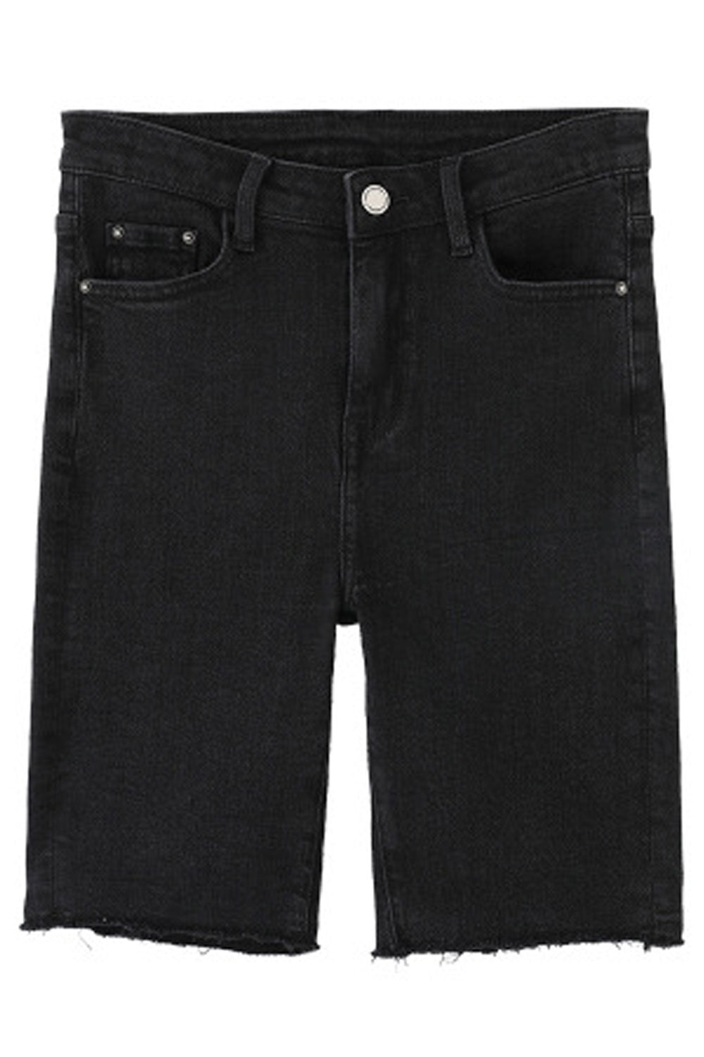 Women Knee Length Solid Colored Relax Fit Side Pockets Denim Short