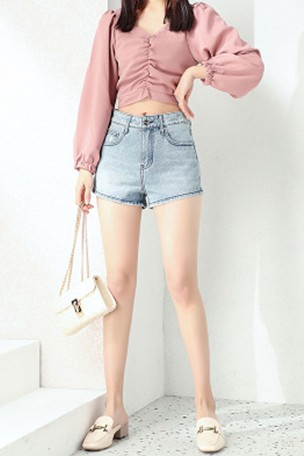 Women Side Pockets Thin Summer Cool Trendy Versatile Denim Short