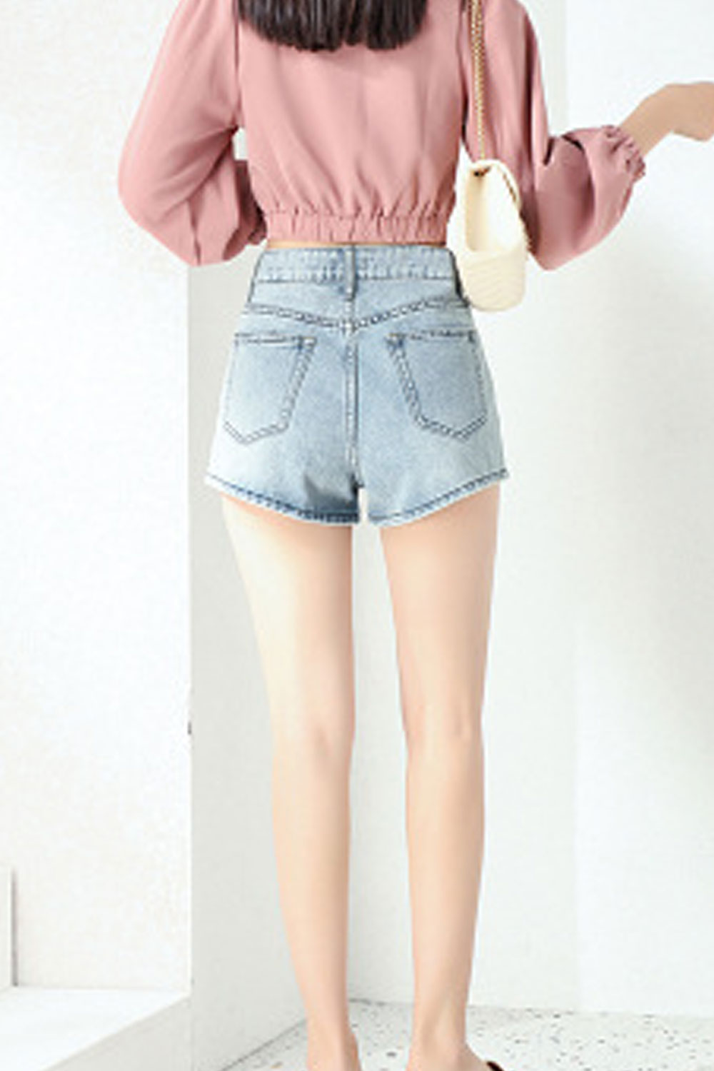 Women Side Pockets Thin Summer Cool Trendy Versatile Denim Short