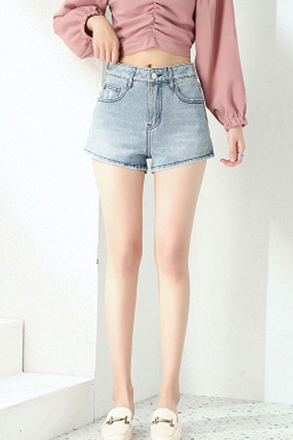 Women Side Pockets Thin Summer Cool Trendy Versatile Denim Short