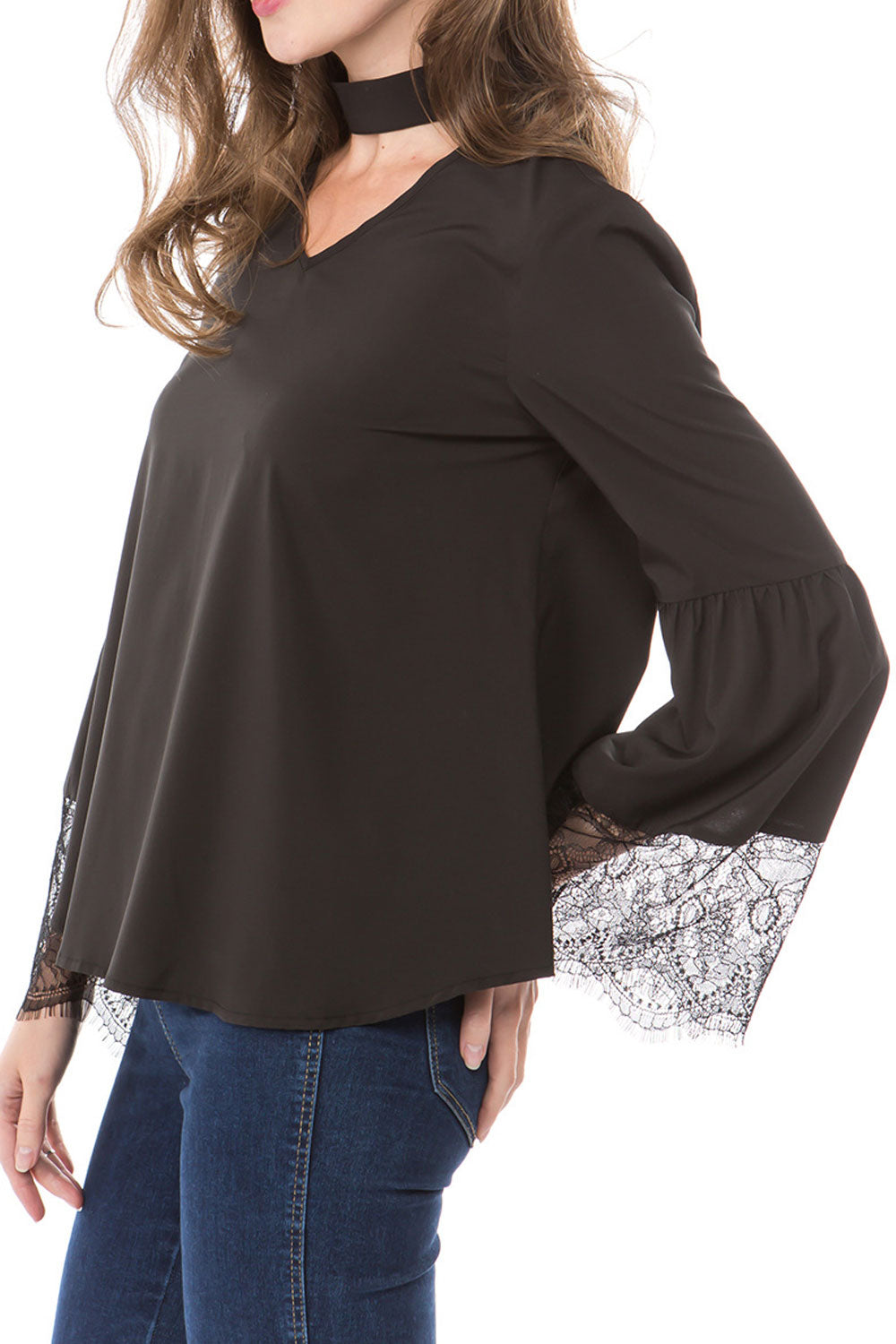 Women Lightweight V-Neck Long Sleeve Loose Casual Shirt
