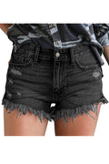 Women Casual Zipper Up Lightweight Denim Short