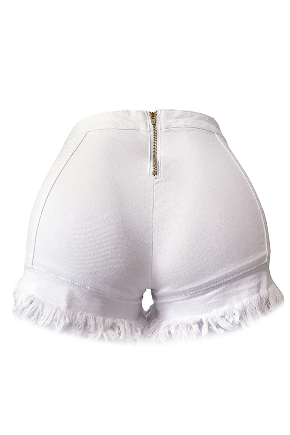 Women Stylish Back Zipper Tassel Decorated Casual Short