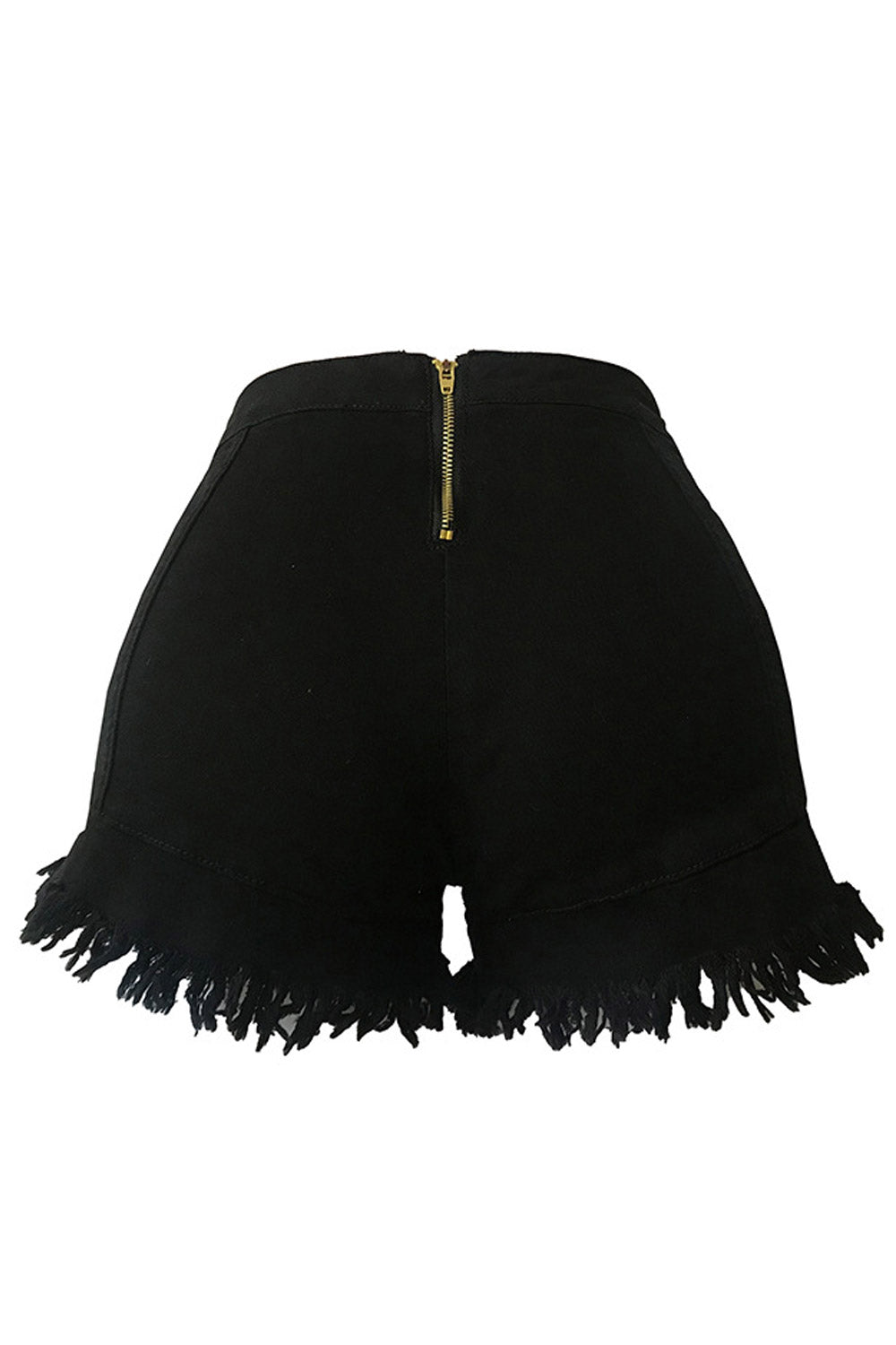 Women Stylish Back Zipper Tassel Decorated Casual Short