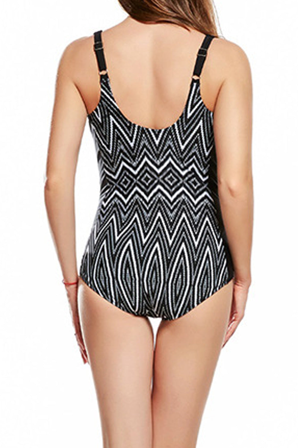 Women Square Neck Easy Straped Shoulder Trendy Printed Pattern Slim Fit One-Piece Beach Swimwear