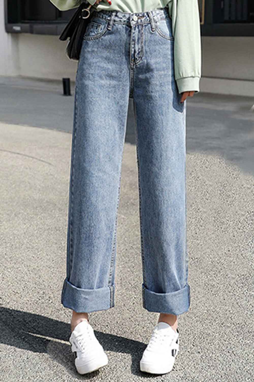 Women Splendid Summer Season Loose Ventilated High Waist Denim Jeans