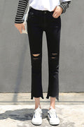 Women Modish Solid Colored Fantastic Relaxing Outing Denim Jeans