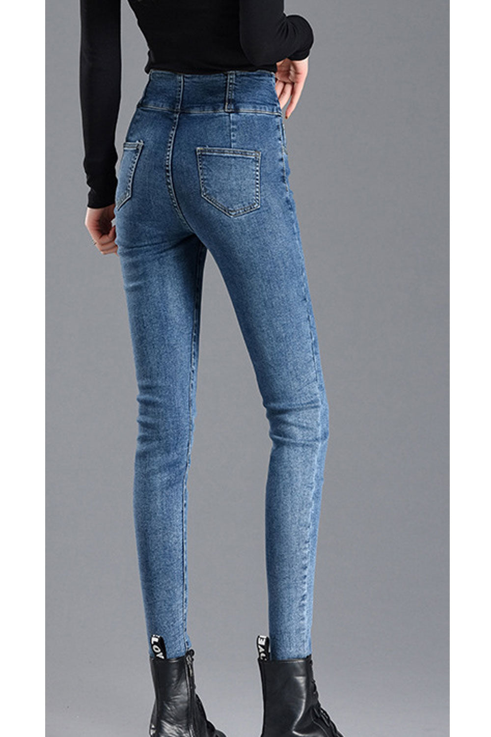 Women Stretchable High Waist Solid Colored Modern Denim Jeans