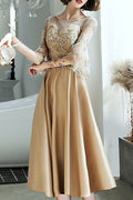 Women Embroidered Style Long Sleeve Smooth Wedding Dress