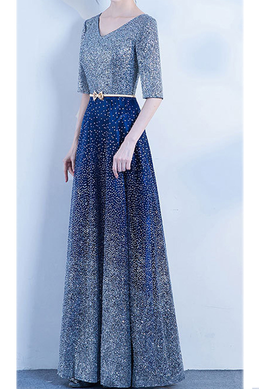 Women Trendy V-Neck Style Half Sleeve Soft Breathable Evening Dress