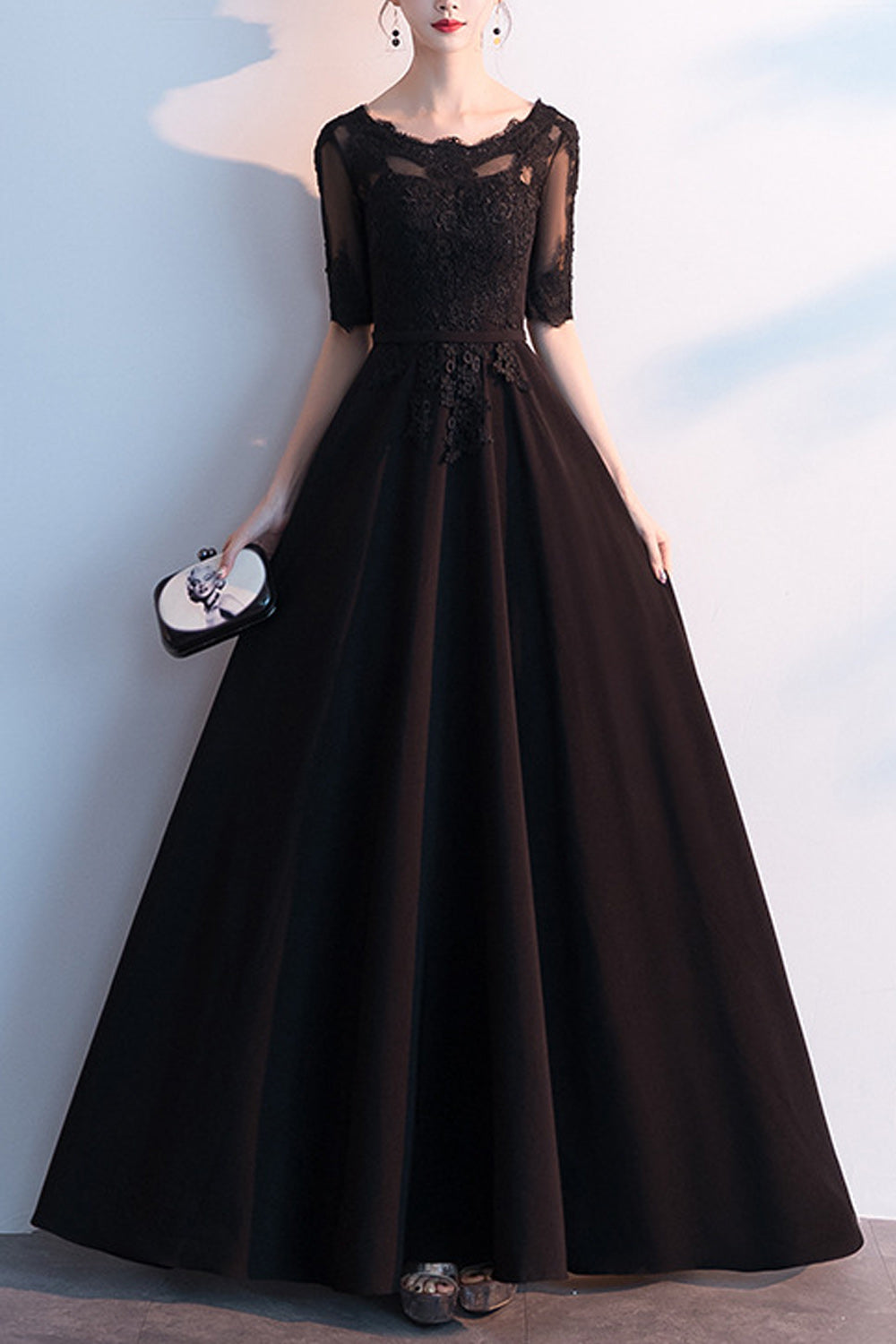 Women Elegant Solid Colored Half Sleeve Easy Lovely Wedding Dress