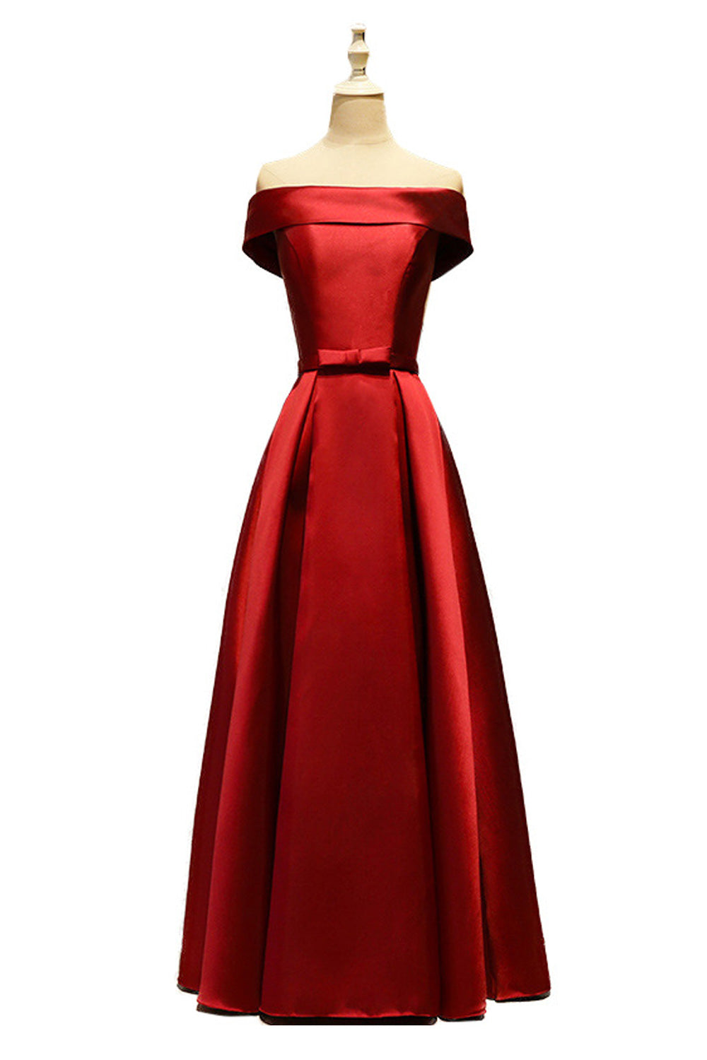 Women Off Shoulder Sleeve Beautiful Solid Colored Long Length Summer Slim Waist Wedding Dress