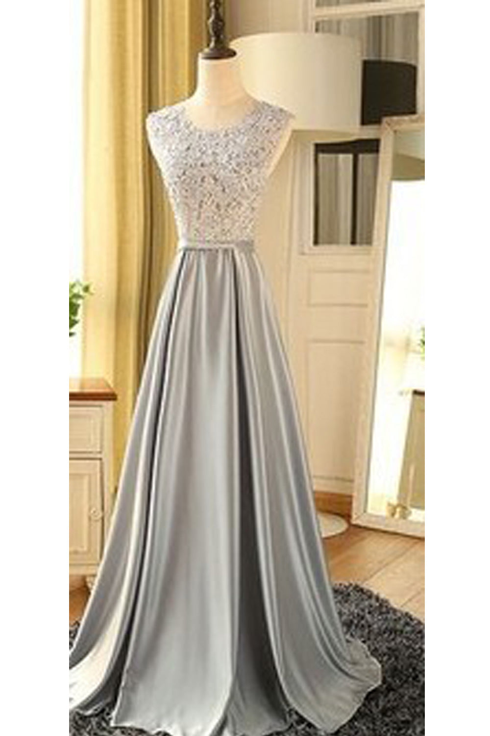 Women Round Neck Sleeveless Style Smooth Soft Wedding Dress