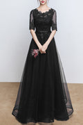 Women Pretty Solid Colored Half Thin Sleeve Lovely Evening Dress