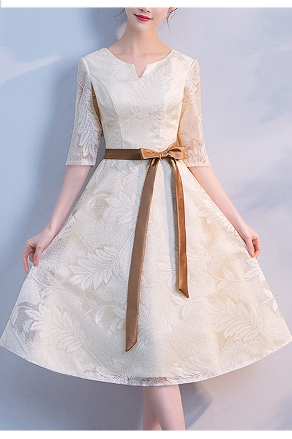 Women Comfy Half Sleeve Solid Pattern Classy Wedding Dress