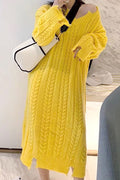 Women Knitted Long Sleeve Trendy V-Neck Fabulous Solid Colored Warm Winter Pullover Sweater