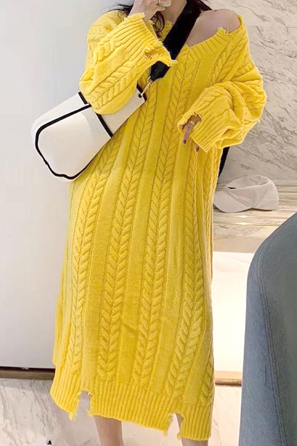 Women Knitted Long Sleeve Trendy V-Neck Fabulous Solid Colored Warm Winter Pullover Sweater