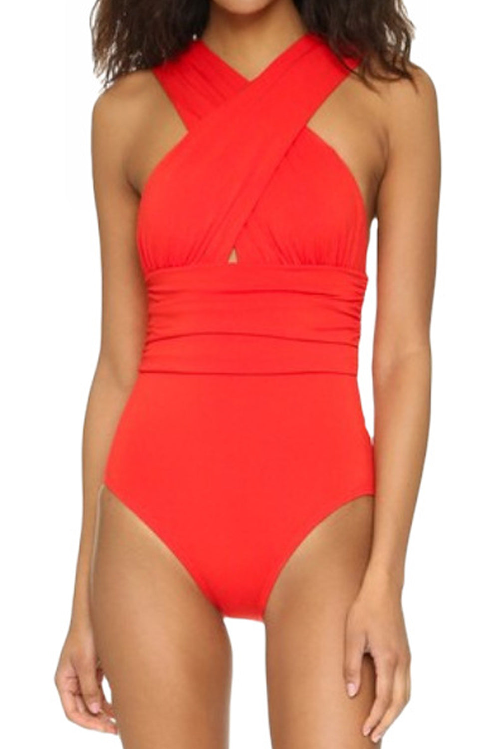 Women Awesome Solid Colored Straped Neck Thin & Breathable One-Piece Convinient ZBSWimwear