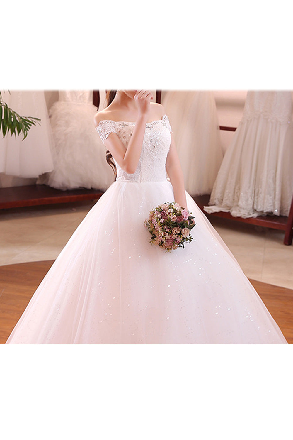 Women Solid Pattern Elegant Styled Loose Long Skirt Wedding Dress