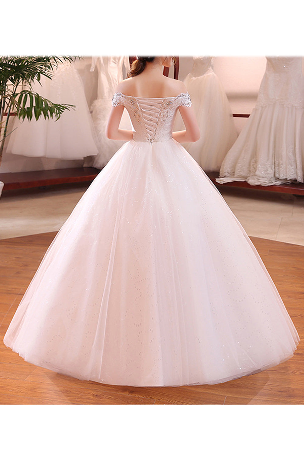 Women Solid Pattern Elegant Styled Loose Long Skirt Wedding Dress