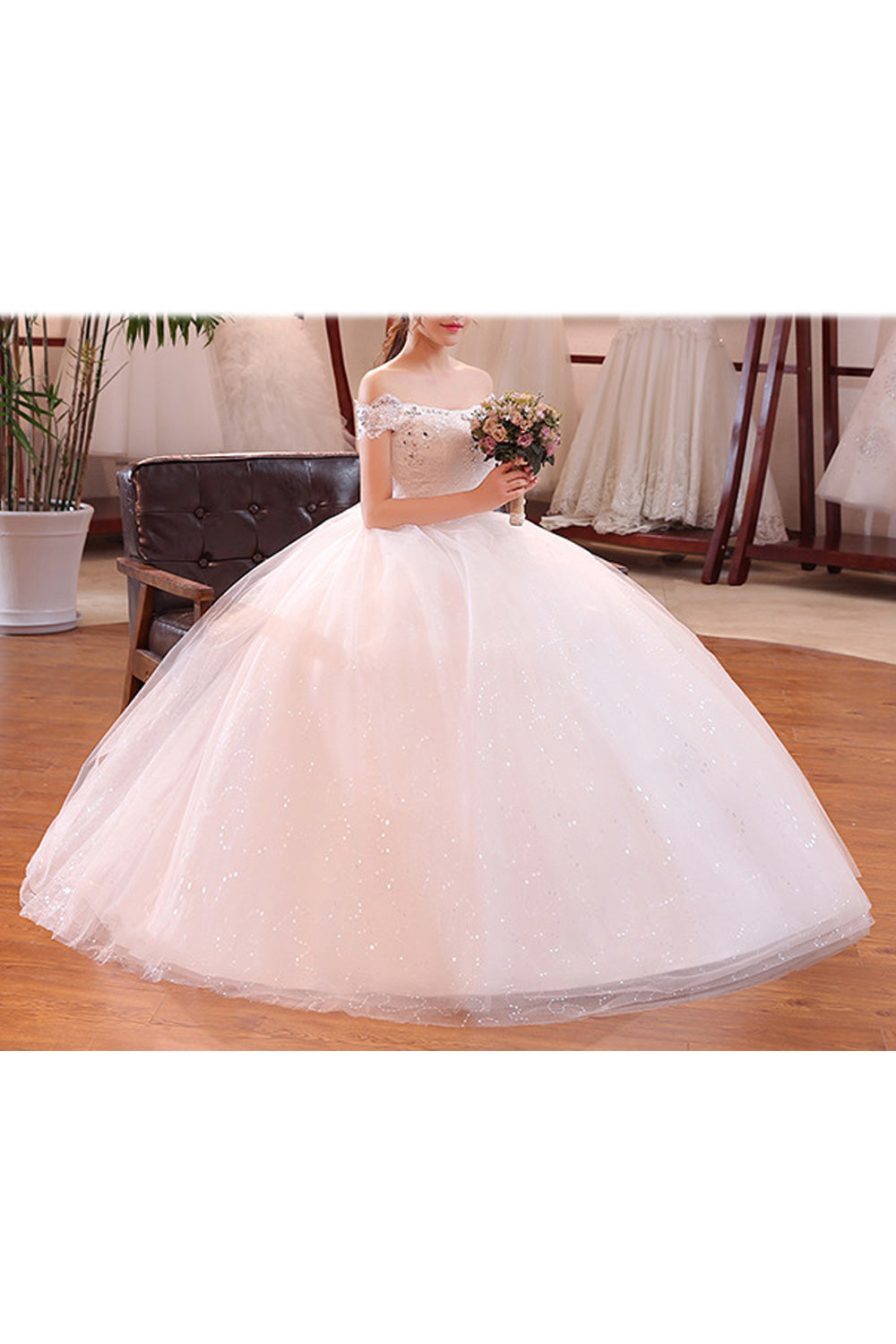 Women Solid Pattern Elegant Styled Loose Long Skirt Wedding Dress