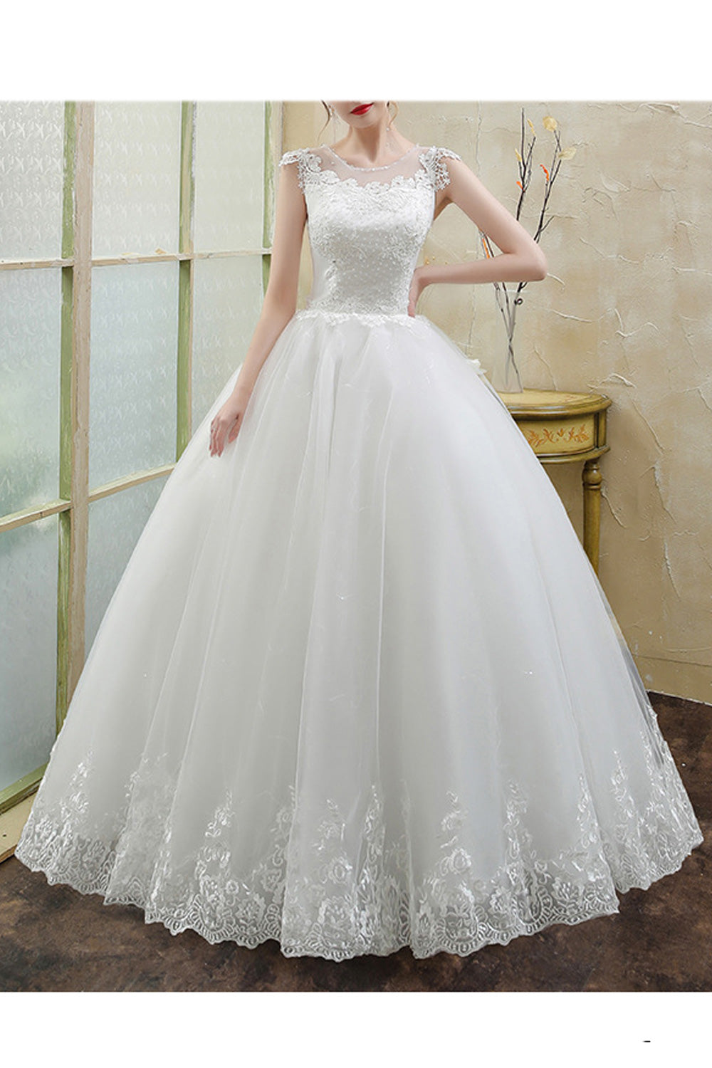 Women Trendy Sleeveless Style Solid Colored Slim Waist Wedding Dress