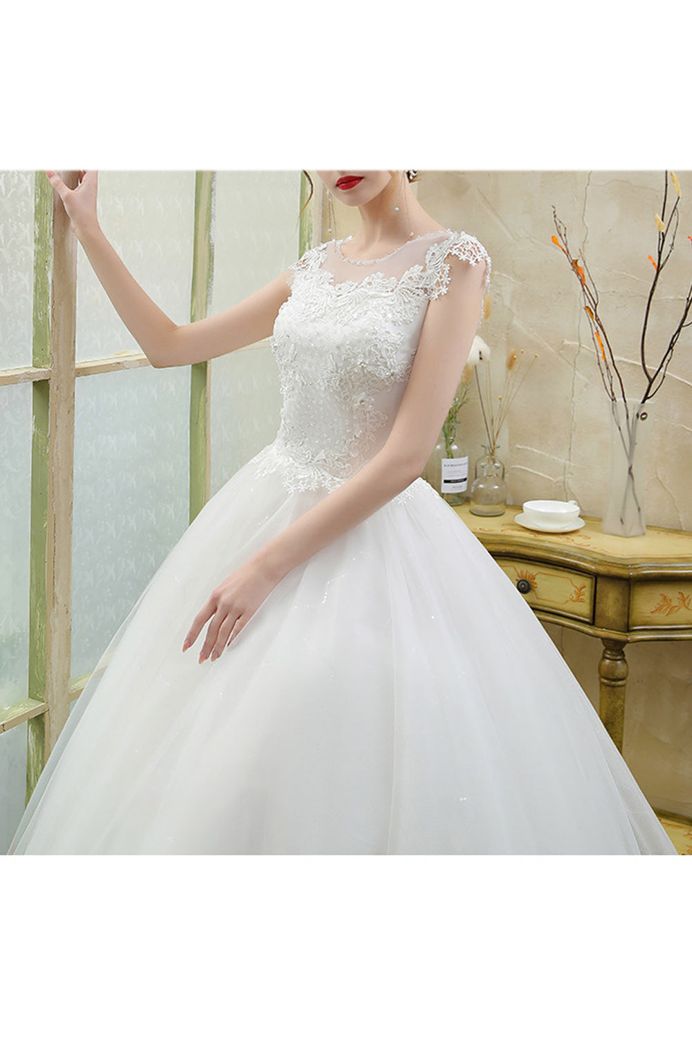 Women Trendy Sleeveless Style Solid Colored Slim Waist Wedding Dress