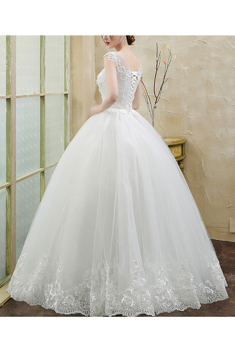 Women Trendy Sleeveless Style Solid Colored Slim Waist Wedding Dress
