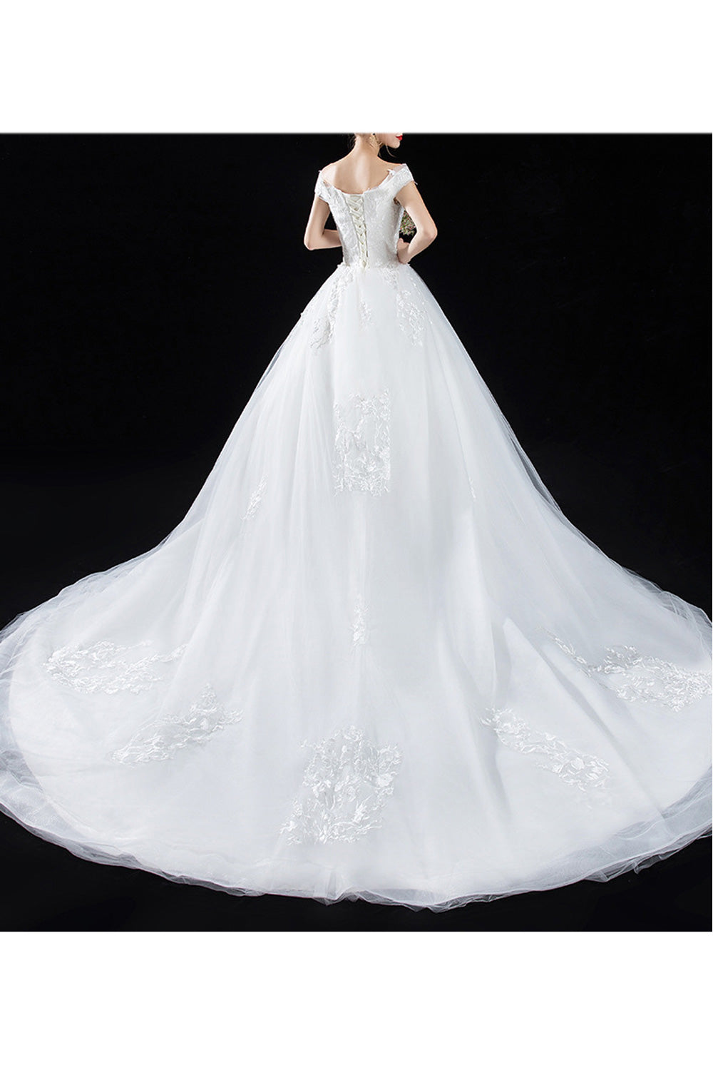 Women Stylish Floral Embroidered V-Neck Fabulous Wedding Dress