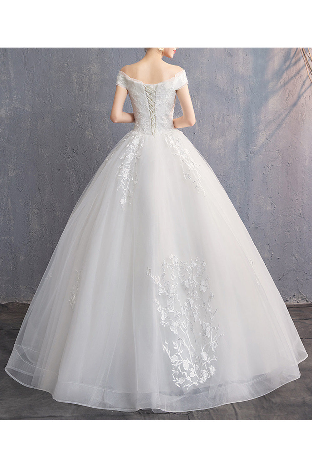Women Stylish Floral Embroidered V-Neck Fabulous Wedding Dress