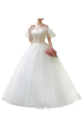 Women Strap Shoulder Embroidered Style Elegant Wedding Dress
