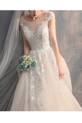 Women Long Tail Thin Classy Embroidered Slim Waist Wedding Dress