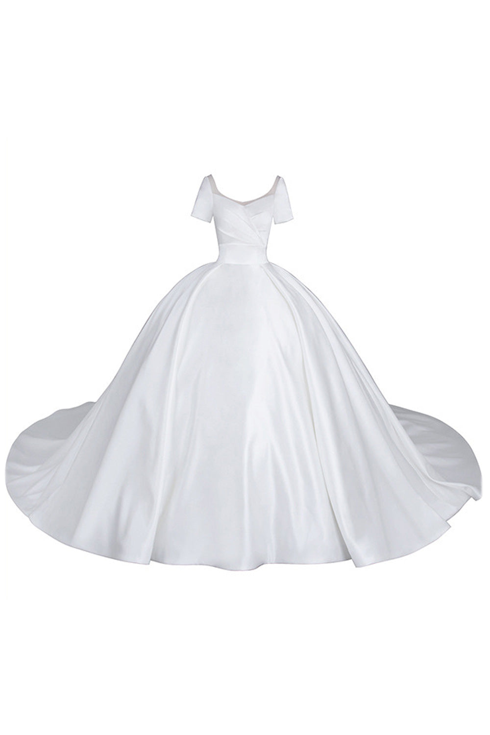 Women Comfy Short Sleeve Silky Soft Long Tail Skirt Wedding Dress