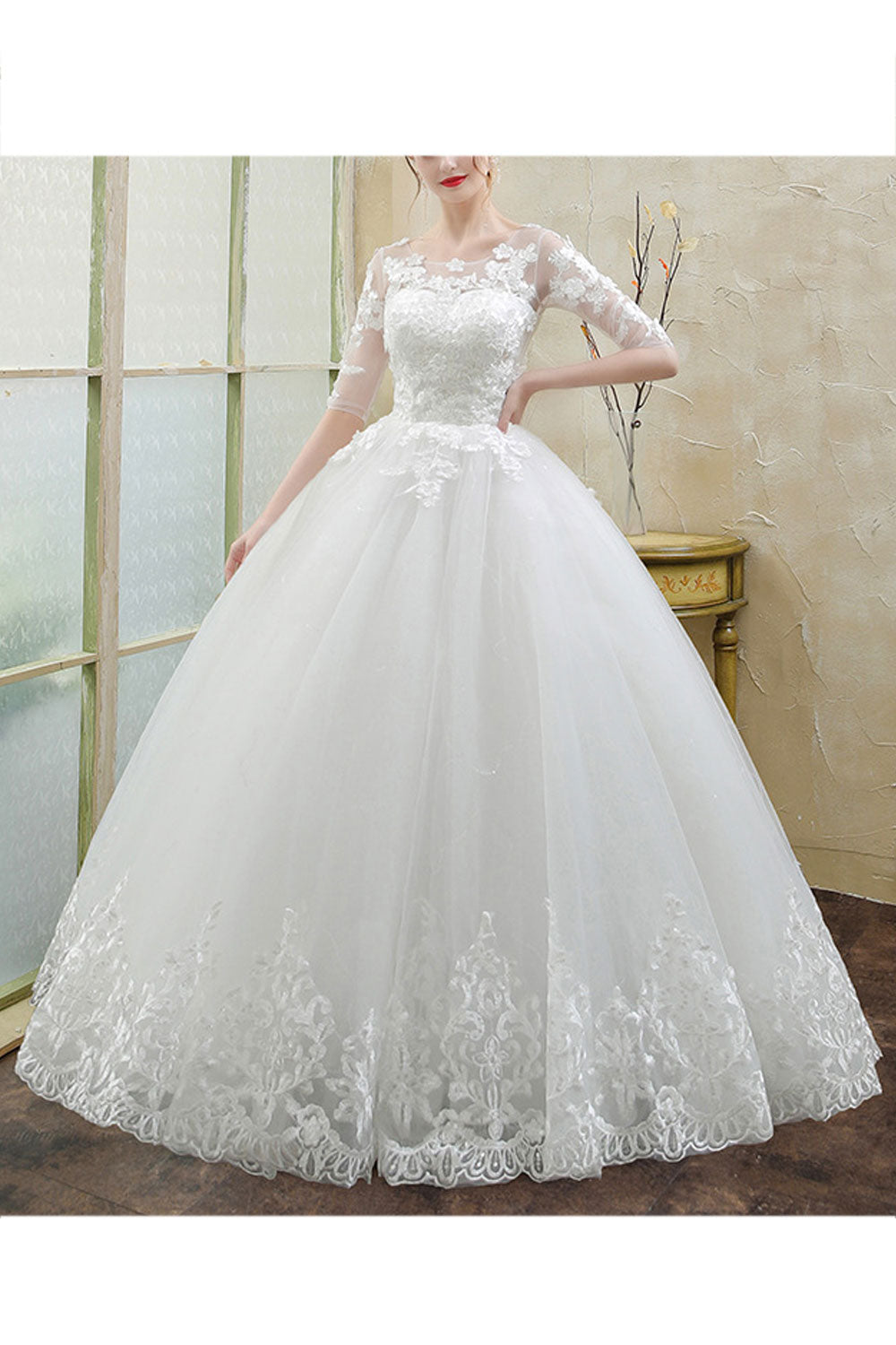 Women Easy Round Neck Short Sleeve Breathable Cool Wedding Dress