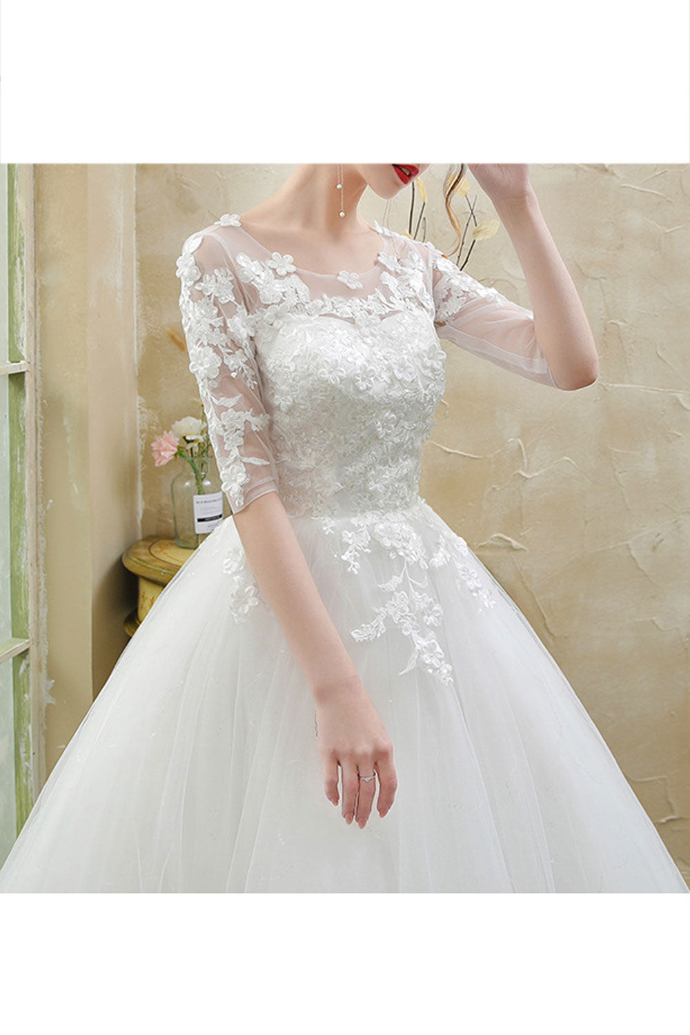 Women Easy Round Neck Short Sleeve Breathable Cool Wedding Dress