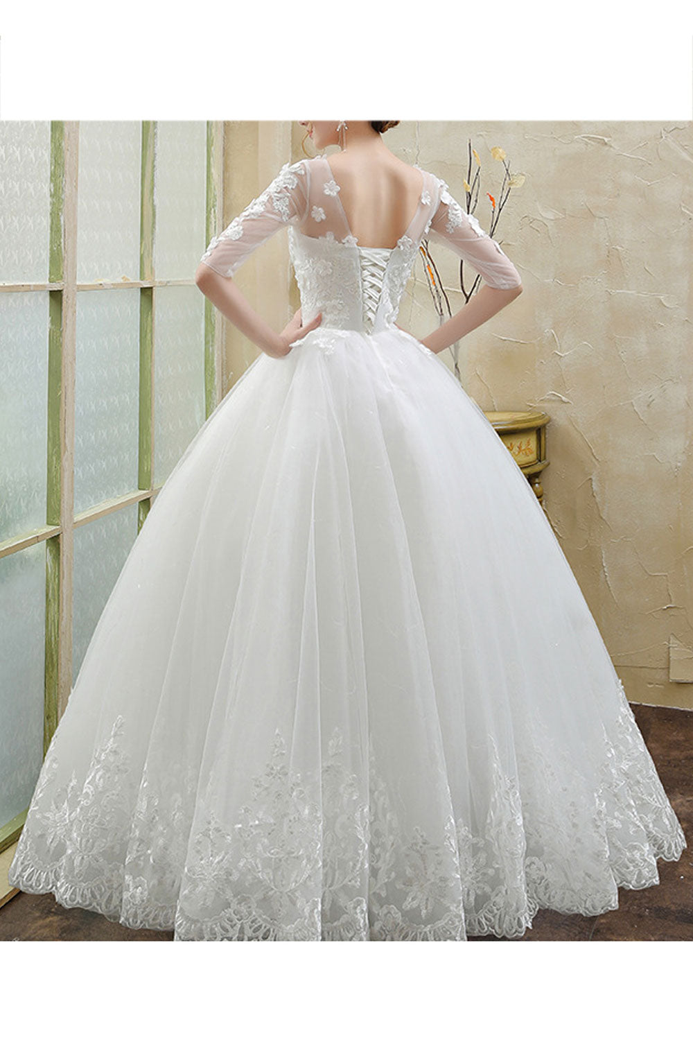 Women Easy Round Neck Short Sleeve Breathable Cool Wedding Dress