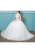 Women Comfy Long Sleeve Round Neck A-Line Skirt Solid Colored Wedding Dress