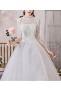 Women Stand Collar Half Sleeve Pretty Loose Skirt Wedding Dress