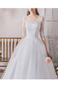 Women Round Neck Thin Short Sleeve Loose Skirt Slim Fit Wedding Dress