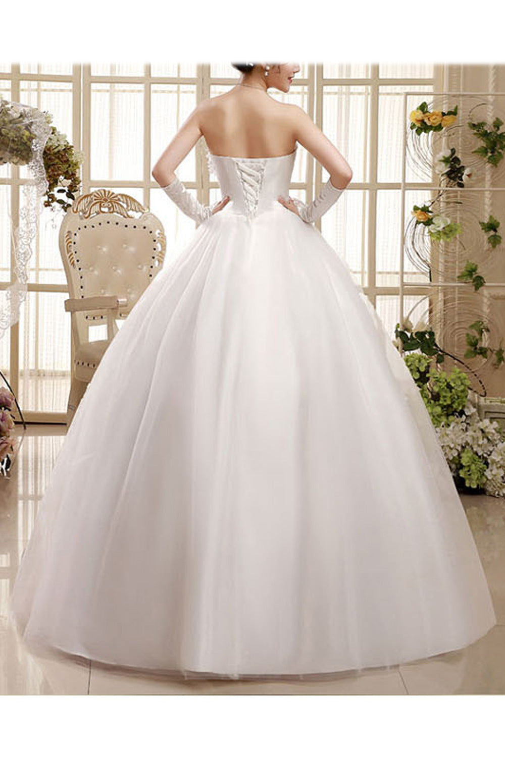 Women Three Dimensional Flower Slim Waist Classy Wedding Dress