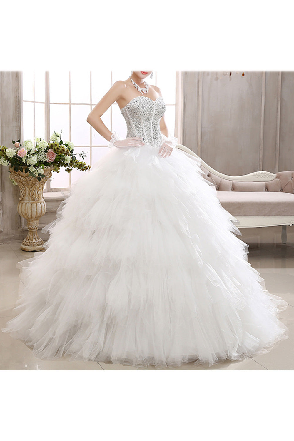Women Off-shoulder Classy Solid Colored Skirt Fashionable Wedding Dress