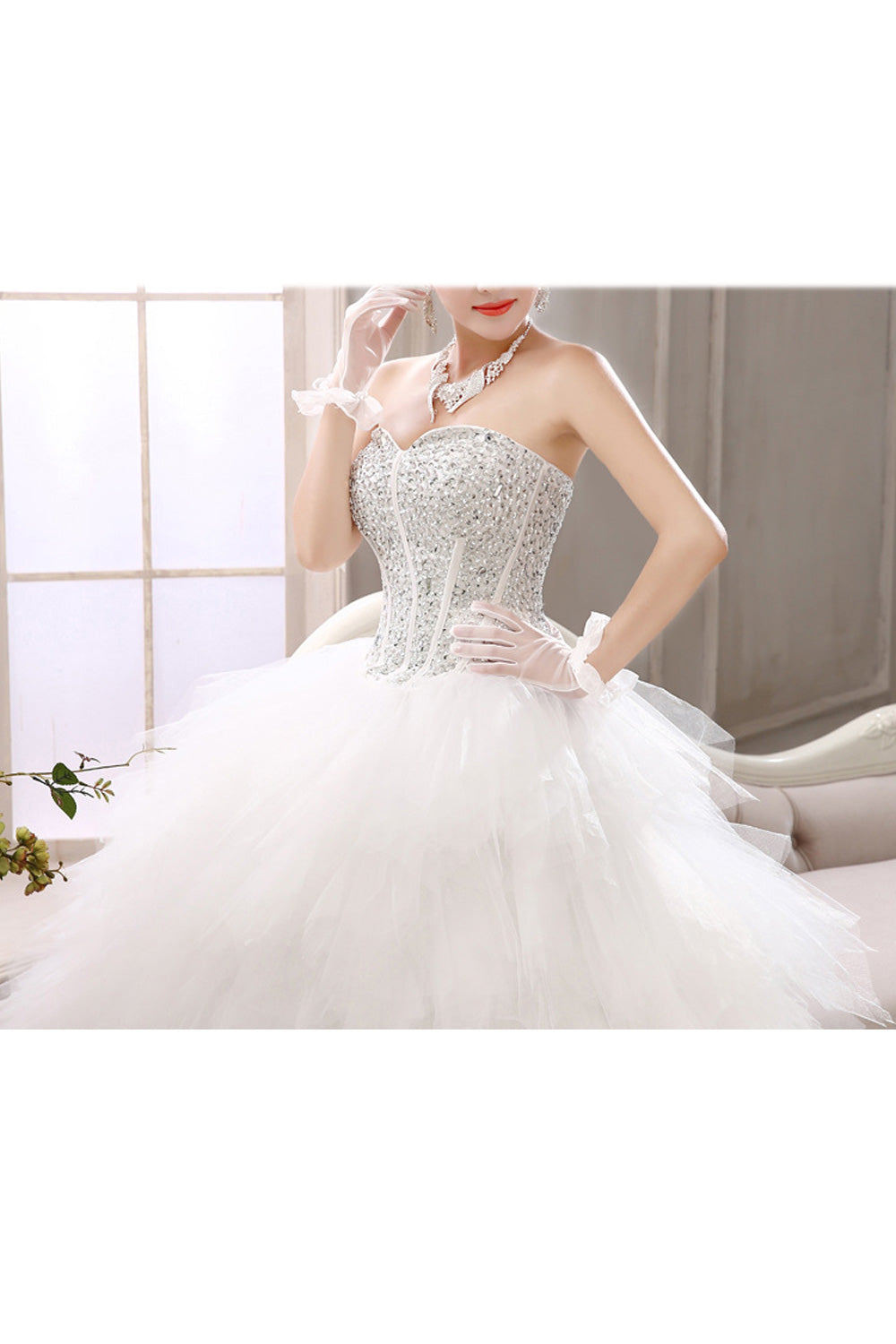 Women Off-shoulder Classy Solid Colored Skirt Fashionable Wedding Dress