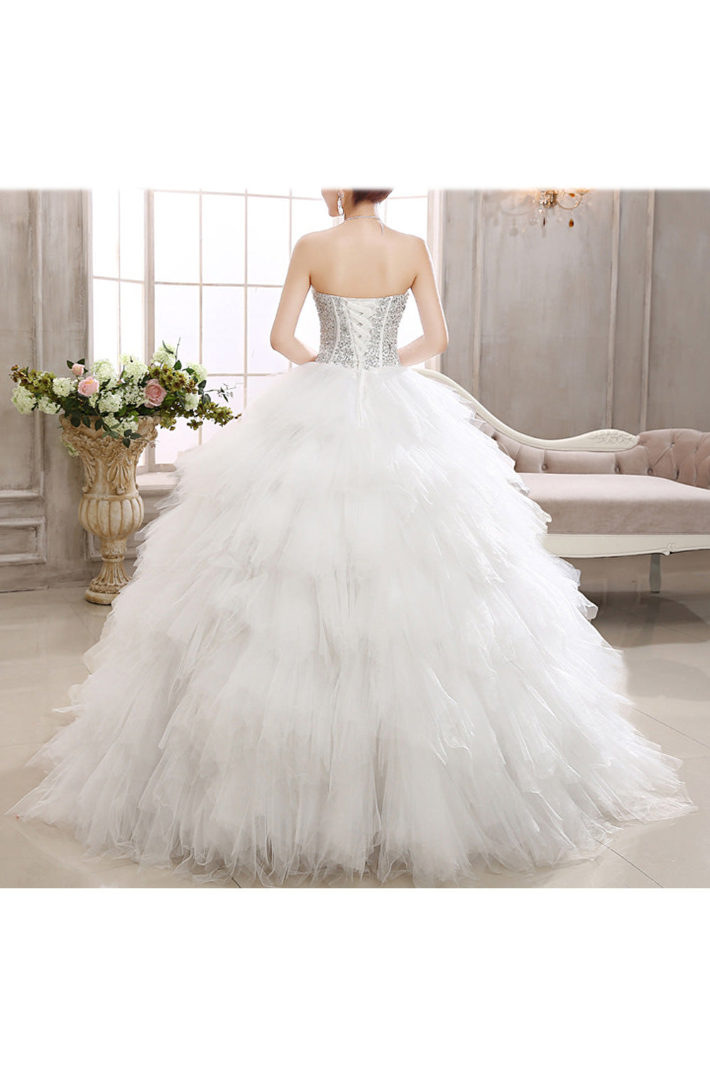 Women Off-shoulder Classy Solid Colored Skirt Fashionable Wedding Dress