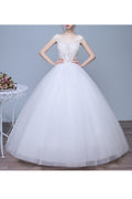 Women Thin Round Neck Breathable Pleated Pattern Wedding Dress