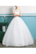 Women Elegant Solid Colored Flower Lace Classy Wedding Dress