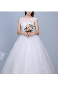 Women Elegant Flower Decorated Sleeveless Style Comfy Wedding Dress