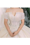 Women Shiny Beads Fashionable Loose Ball Gown Wedding Dress