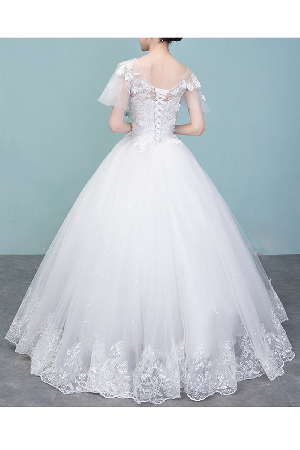 Women Magnificent Flower Embroidered Slim Waist Wedding Dress