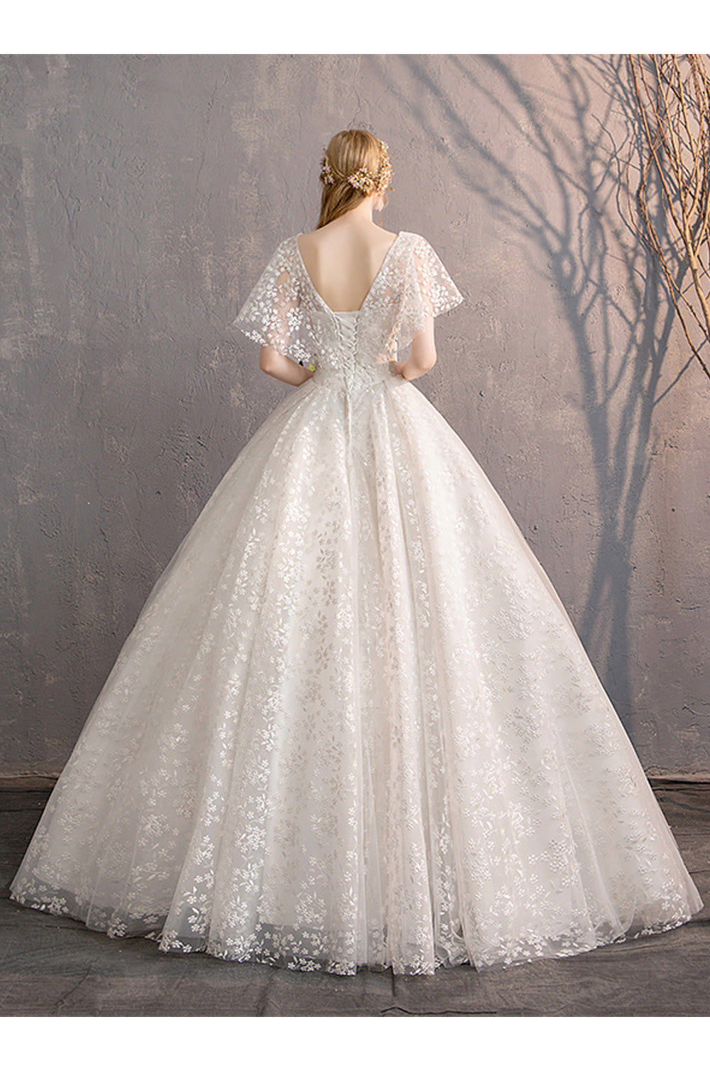 Women V-Neck Style Flower Printed Thin Cool Wedding Dress